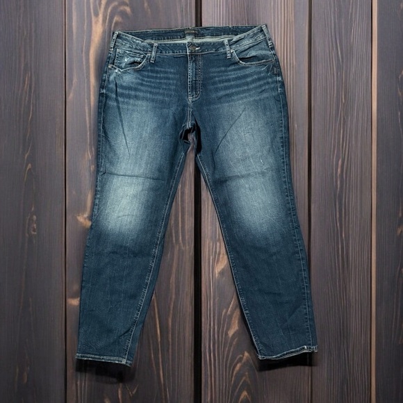 SILVER Jeans Women's Dark Blue Mis Rise Slim Leg Jeans - Picture 2 of 4